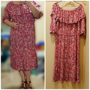 Michael Kors Pink, White & Black Flowered Dress